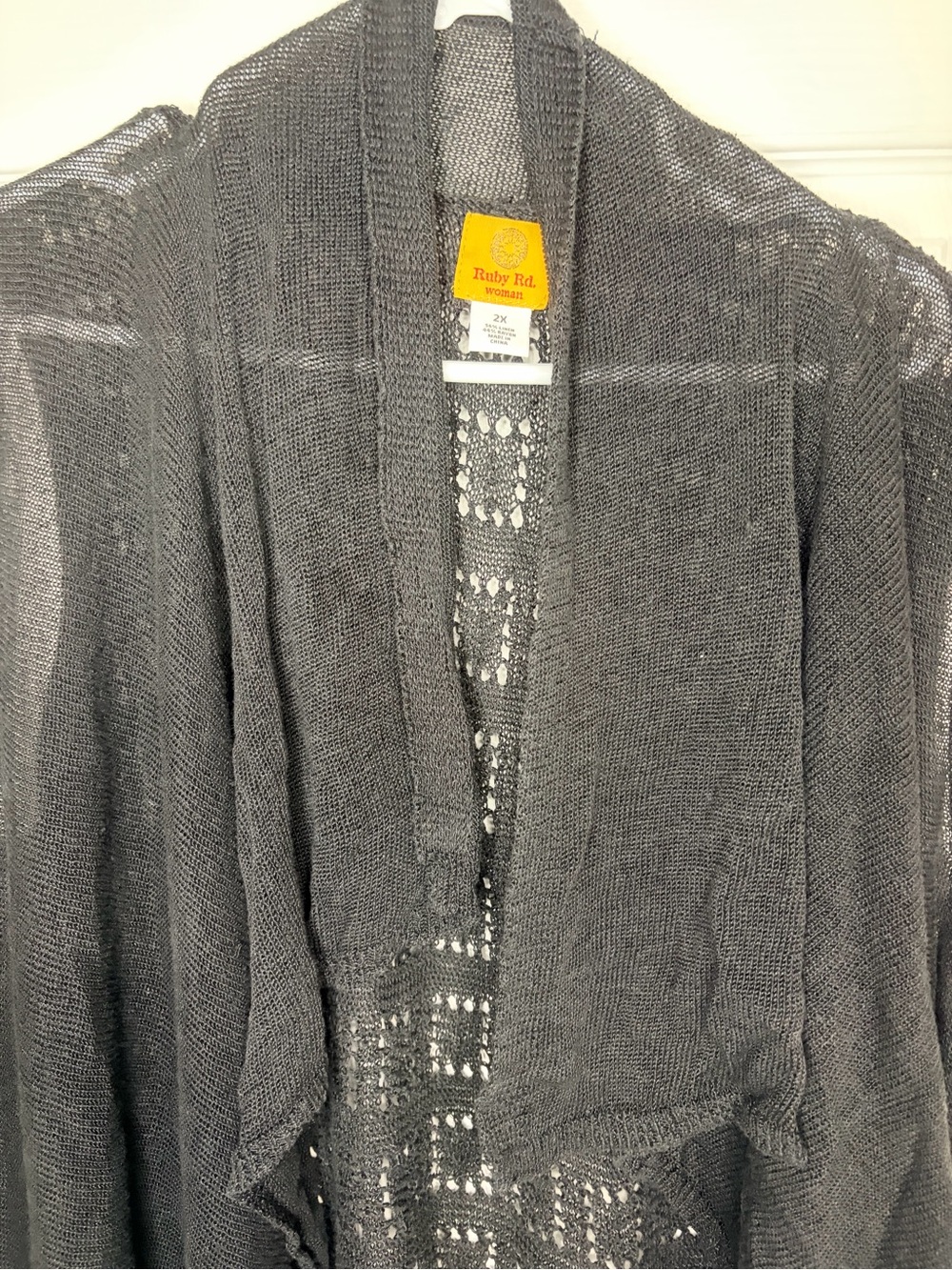 Ruby Rd. Black Open-Front Lightweight Cardigan - Picture 3 of 5